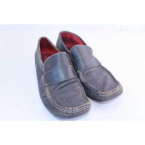 Aldo Mens Black Rugged Leather Loafers Slip On Casual Shoes Size US 9.5 Eur 43